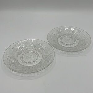 SET OF TWO GLASS DECORATIVE DESSERT PLATES